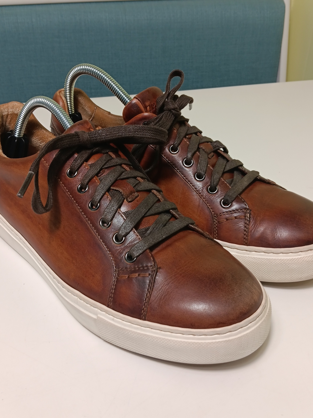 Magnanni Shoes Mens 8.5 Cognac Brown Elonso Lo Leather Sneakers Casual